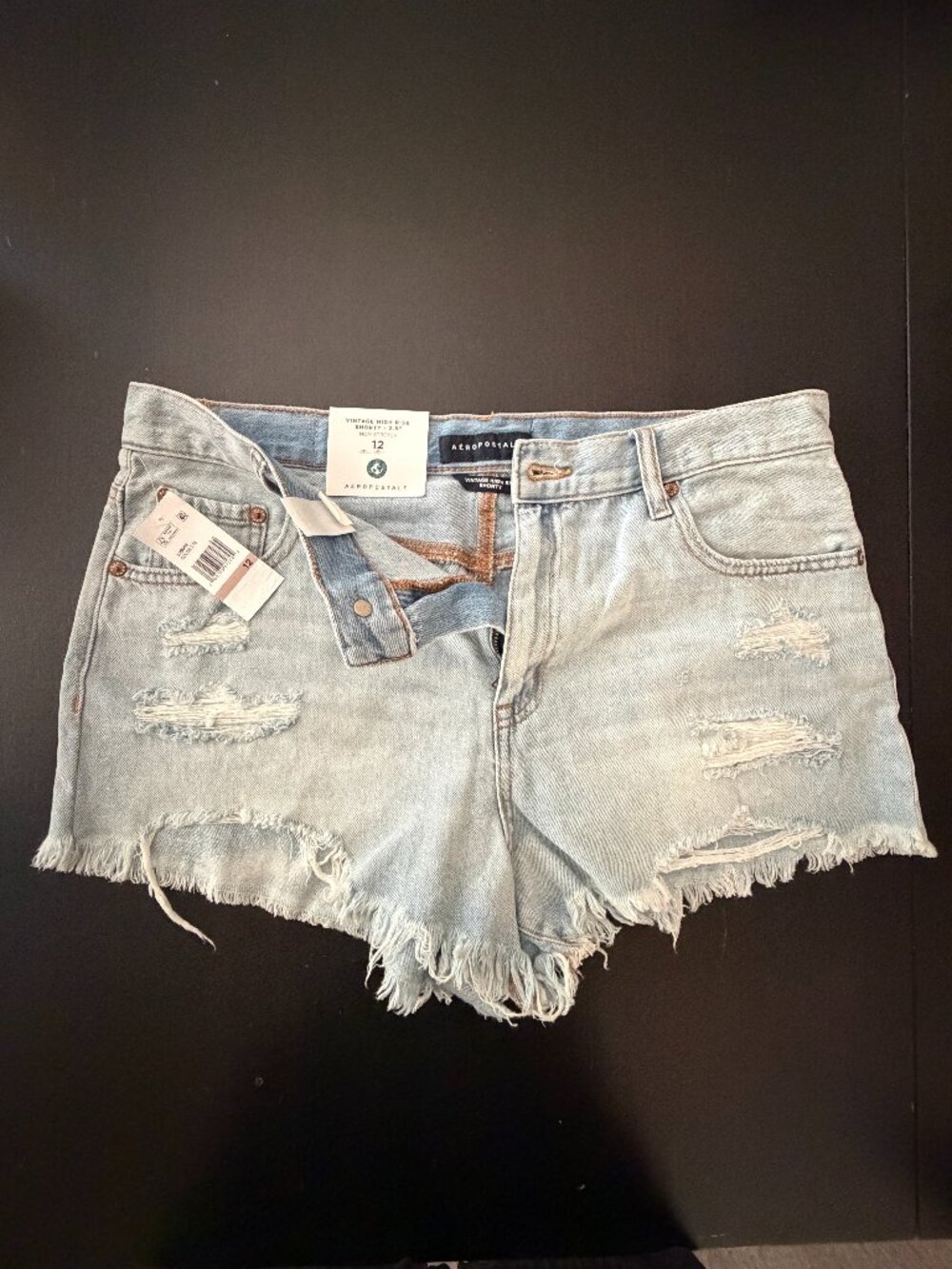 Aero‎ Vintage High Rise Shorty 2.5" Non-Stretch Denim Women's 12 NWT